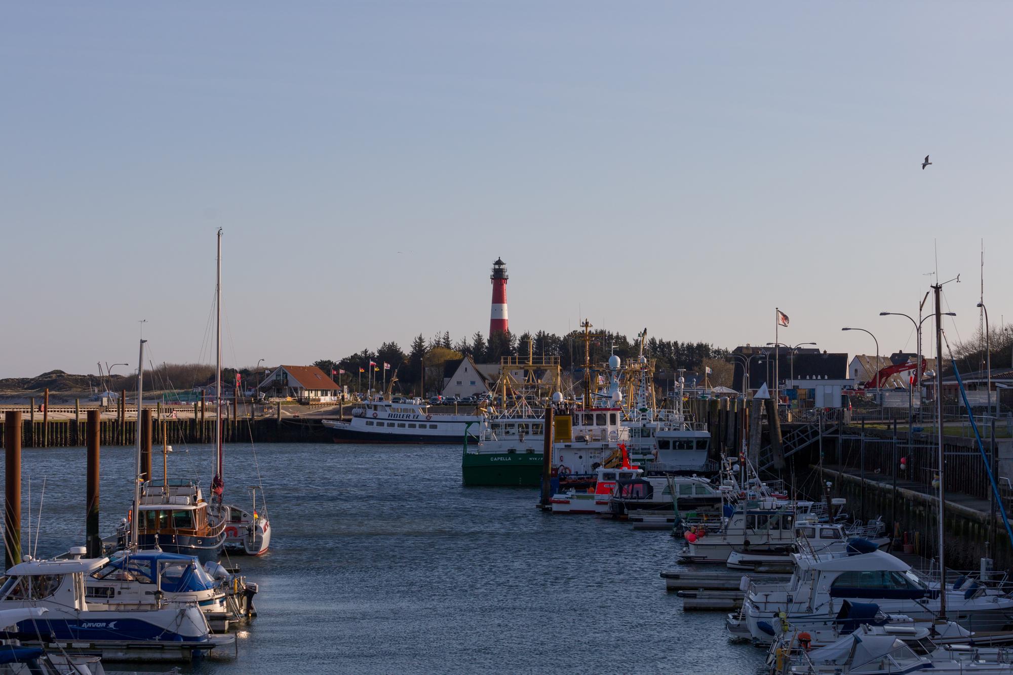 If you head north of the lighthouse, you’ll find the small harbour of Hörnum. Take a stroll around the basin and you’ll get a great view of the boats with the lighthouse in the background.